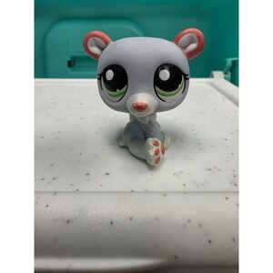 Hasbro Littlest Pet Shop Grey Polar Bear Figure Green Eyes Pink Ears LPS 1747